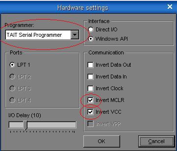 Required settings for ICprog